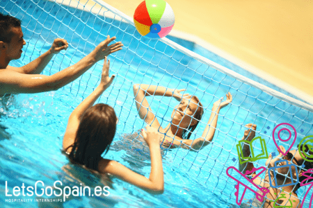 Playing waterpolo during your entertainment internship in Spain.